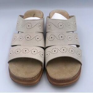Naturalizer Neutral Leather Platform Slide Comfort Sandals Womens Size 11M NEW
